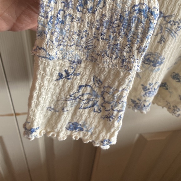 Free People NWT Clover Floral Long Sleeve 100% Cotton Thermal Top size medium - Picture 9 of 13